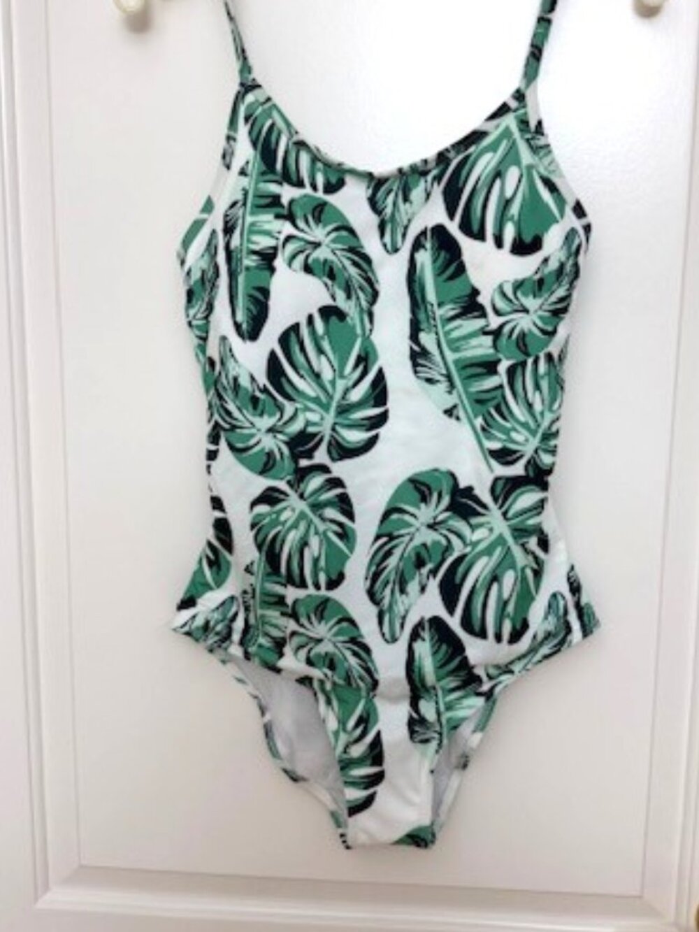 Crane green and white palm  one-pieceswim  suit NWOT.